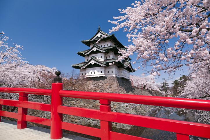 Castelo de Hirosaki na temporada das cerejas