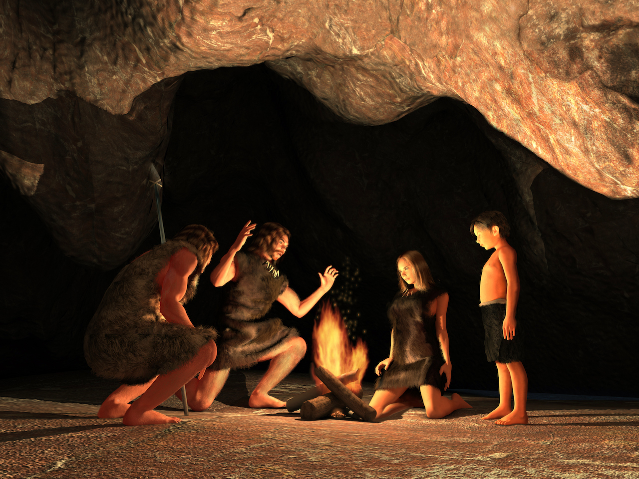Blue-haired cavemen children in prehistoric times - wide 3