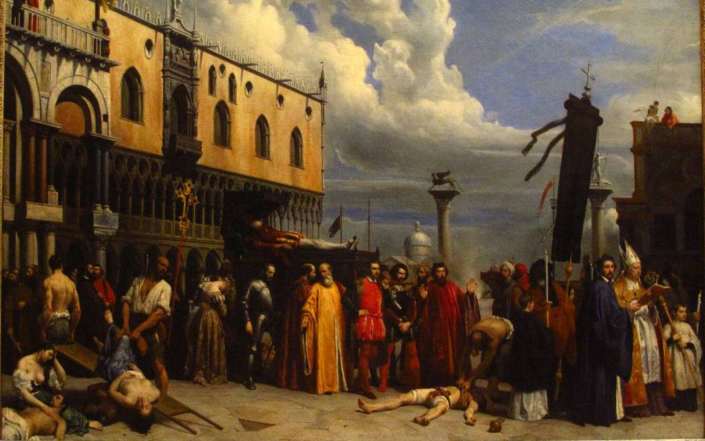 El cadáver de Tiziano, en Venecia durante la epidemia de peste en 1576. Pintura de Alexandre Hesse (1832)