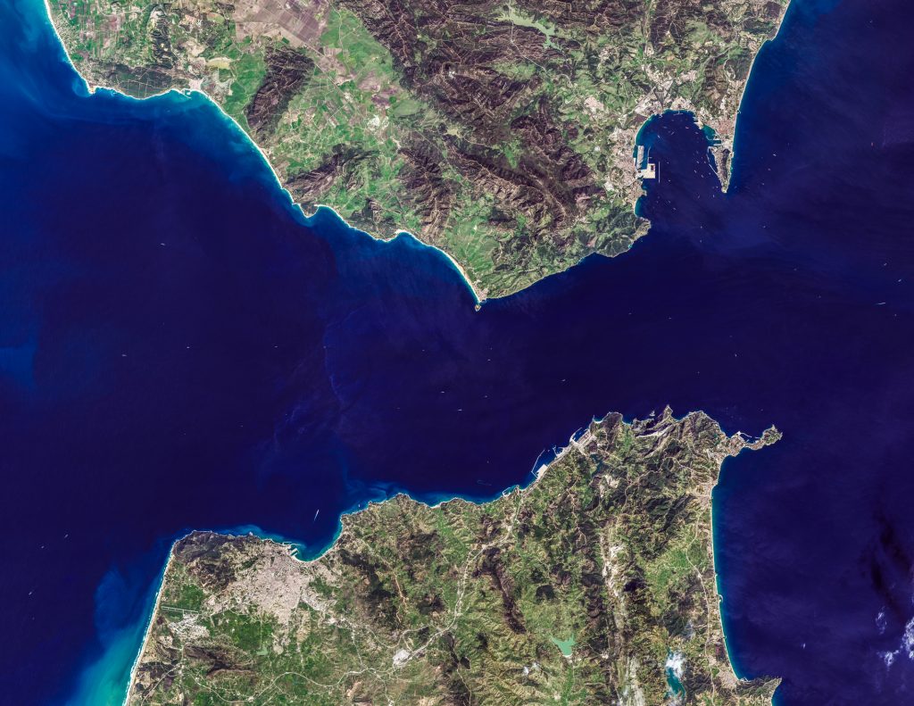 Imagen satelital del estrecho de Gibraltar