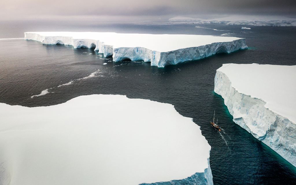 icebergs en la Antártida